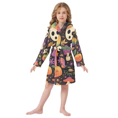 Kids Bath Robe Girls Colorful Pumpkin Halloween Hooded Robes2