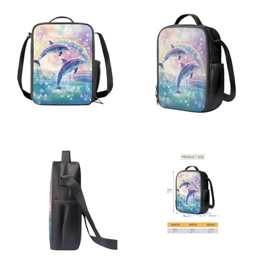 Rainbow Dolphin Backpack for Girls Kids School Backpack Set with Lunch Box Pencil Case Water Bottle Holder Trendy Backpack 4 in 1 Set for Elementary Middle School Students Gifts4