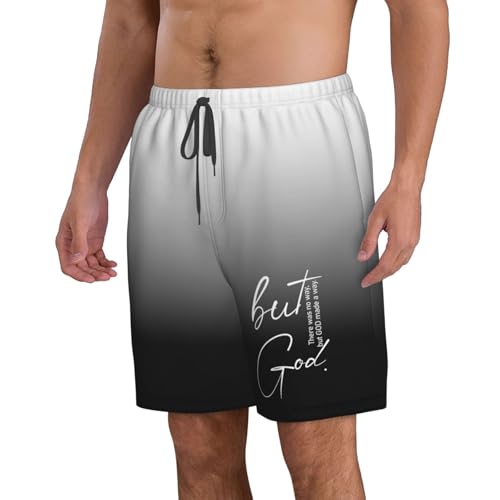 Christian Religious Faith Bible Verse Men's Casual Board Shorts - Elastic Waist Drawstring Swim Trunks,2