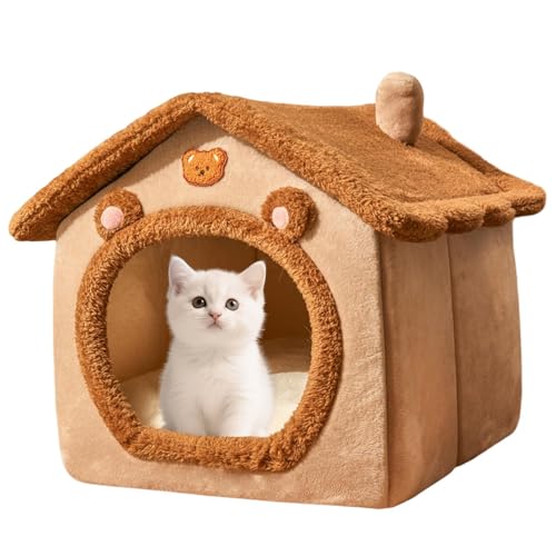 Cuccia Chiusa per Gatti | Cuccia Morbida e Calda per Cuccioli Interni - Accogliente Chiuso per Gatto Piccoli Animali Cane Coniglio - Soggiorno Camera Da Letto Balcone Inverno Natale