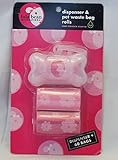 Lola Bean Pet Waste Dispenser (Clear White) & Scented Waste Bag 3 Rolls (Pink)