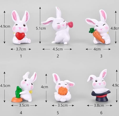 Image of VRB Dec 4 Pcs Miniature Showpiece Set for Home Decor,Car Dashboard,Valentine,Living Room,Gifts Figurines,Cake Decoration Items,Figurines for Home Decor. (6 Pcs Rabbit Set)