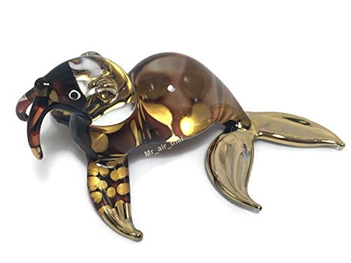 2" Long Miniature Walrus Glass Blown Clear Glass Art Seal Figurine Animals Miniature Collection Art Decor