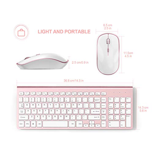 Wireless Keyboard Mouse, J Joyacces2.4G Compact And Ultra Slim Wireless Keyboard And Mouse For Windows, Computer, Desktop, Pc, Laptop (Pink) #TOP2