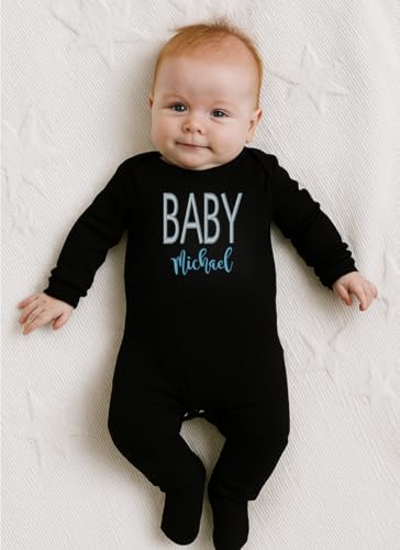 Personalized Embroidered Baby Romper – Custom Name, Long Sleeve Onesie2