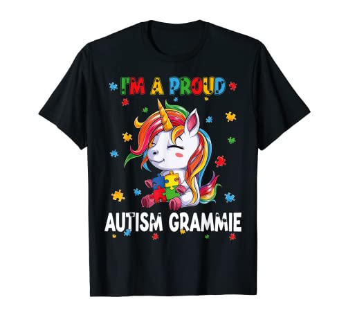 I'm A Proud Autism Grammie Awareness Puzzle Unicorn Support Camiseta