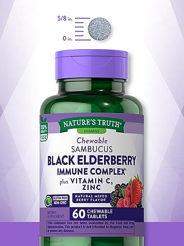 Nature'S Truth NT16291 Black Elderberry Immune Complex | 60 Chewable Tablets | Plus Vitamin C & Zinc | Natural Mixed Berry Flavor | Vegetarian, Non-Gmo, And Gluten Free Supplement thumb #4