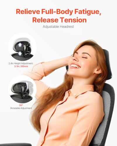 Image of VEVOR Ergonomic Office Chair, High Back Home Desk Chair with Adjustable Headrest, Flip-Up Arms, 90-130 Tilt Lock & Wide Backrest, Lumbar Support, Computer Mesh Chairs for Man Woman, Black Task Chair