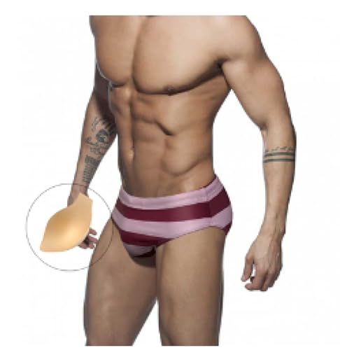Pantalones cortos de baño a rayas para hombre estilo bikini 2