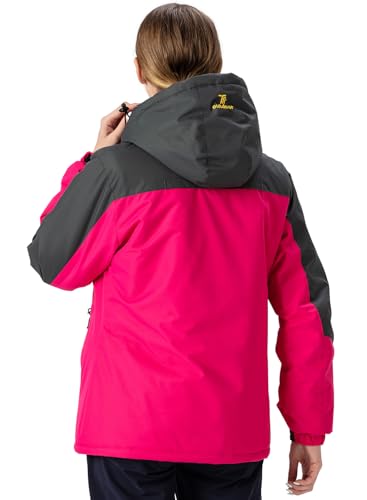 [YSENTO] レディース 防寒 アウター アウトドアジャケット 裏起毛 スタンドカラー フード付き 取り外し可能 防風 防撥水 登山服 スキー キャンプ トレッキング バイク用 防風ジャケット 保温 秋冬用 01ピンク XL 2枚目