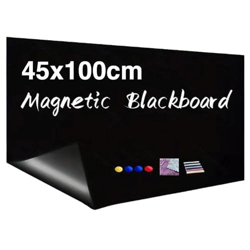 Tafelfolie Magnetisch Selbstklebend, 45x100 cm Magnetfolie Magnettafel Selbstklebend Abwischbar Kreidetafel Magnetisch für Glatten Oberflächen in Schule Büro Haus