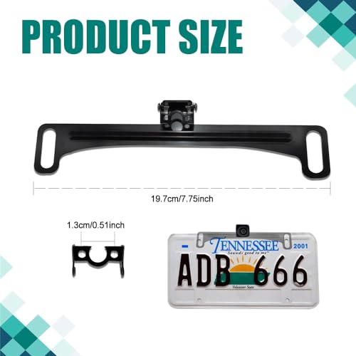 Image of Universal Car Rear View Camera License Plate Bracket, Full Stainless Steel Anti-Rust Paint Backup Camera License Plate Mount, Dash Cam Mirror Camera Kit Accessories Rearview Camera Mount, Black