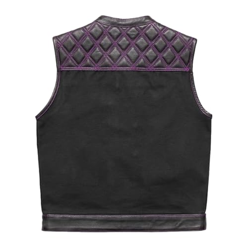 Men's Motorcycle Biker Riding Leather Vest, Denim and Leather Motorcycle Vest, Black Denim and Leather Vest2