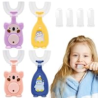 Scettar 4 Stück Kinderzahnbürste U-Form Für Kinder 2-6, Baby Zahnbürste, 360° Whole Mouth Manual Training (4 Stück Baby Daumen-Set)
