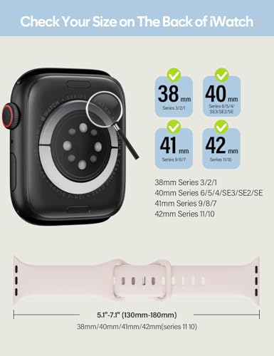 Image of Sport Silicone Band Compatible with Apple Watch Bands 40mm 38mm 41mm 44mm 45mm 42mm 49mm Women Men,Soft Wristband Waterproof Replacement Sport Strap for iWatch Bands Series 9 8 7 6 5 4 3 2 1 SE Ultra