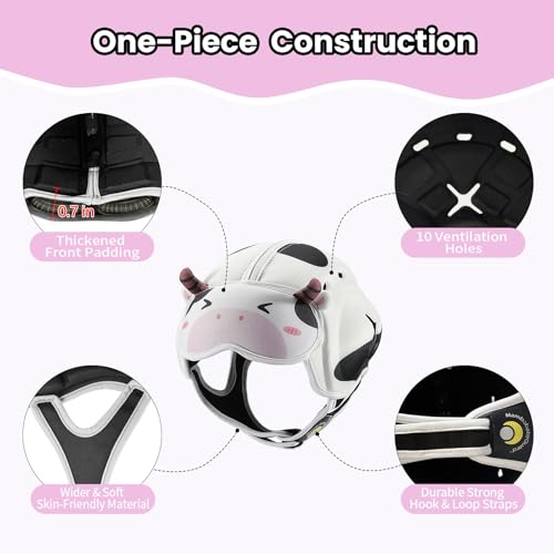 Image of Mambobaby Baby Head Protector Baby Helmet for Crawling Walking- Extra-Thick Deep Forehead Padding, Toddler Helmet 6-24 Months, Infant Safety, Ultra-Light Soft Desig-Cow