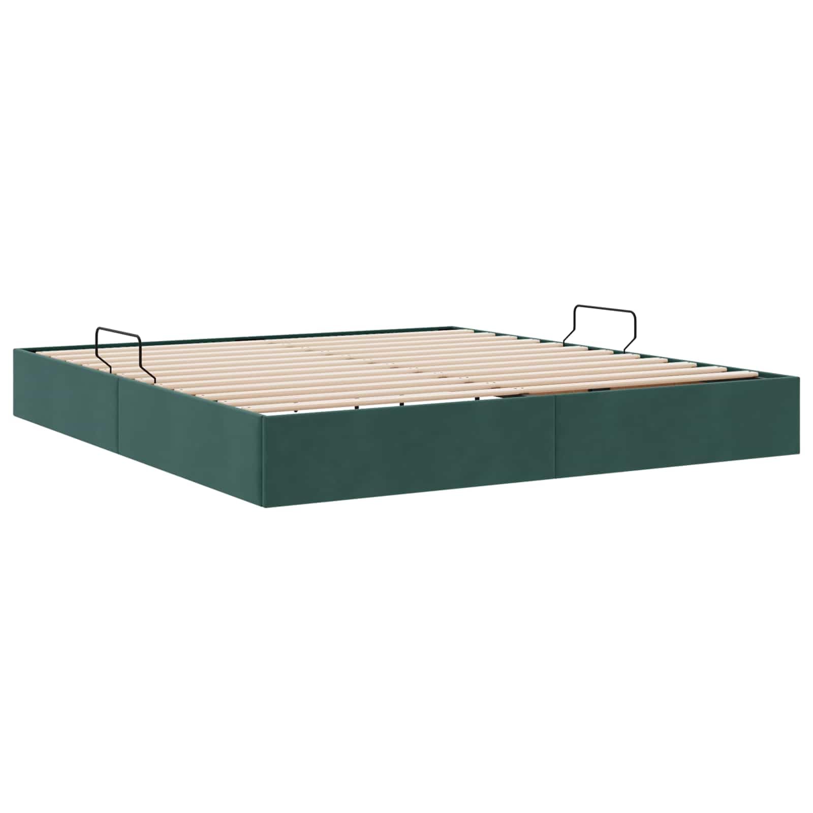 Marco de cama otomana de 160 x 200 cm de terciopelo con espacio de | Elegante marco de cama tapizado para dormitorio con elevación hidráulica, estructura de metal resistente y capacidad de carga