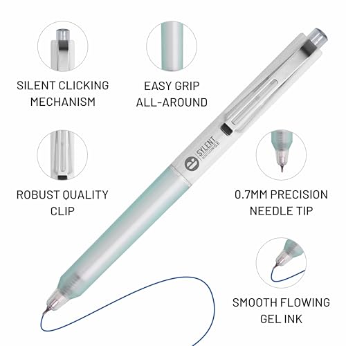 Image of Anupam Sylent Roller Gel Pen 0.7 mm, Waterproof Smooth Quick-Dry Dark Ink, Comfortable Grip Exam & Office Pen, Refillable (Multicolour Body BlueInk, Pack of 3)