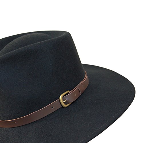 Image of B&S Premium Lewis - Wide Brim Fedora Hat - 100% Wool Felt - Water Resistant - Leather Band