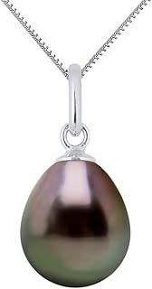 PEARLS & COLORS – Colgante Articulado Perla Cultivada de Tahití en forma de Gota 9-10 mm – Calidad A+ – Disponible en Oro Amarillo y Oro Blanco - Cadena Gratis – Joya para mujer