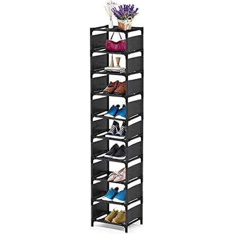 esonstyle 10 Tier Shoe Rack Metal Narrow Shoe Rack For 10 Pairs Tall Shoe Rack Space Saving Shoe Organizer for Living Room Entryway Hallway and Cloakroom Cover