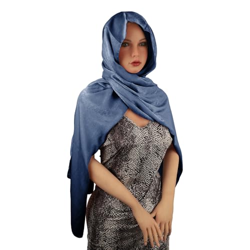 JIAHG Soft Satin Hijab Scarf for Women Lightweight Silk-Like Muslim Head Wrap Turban Long Pure Color Shawl Headscarf2