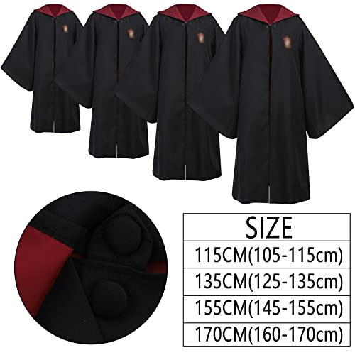 Magic Unisex Costume Robe Cape Accessories with Wizard Wand Tie Magic Hat Glasses Frame Tattoo for Boys Girls Adults Kids