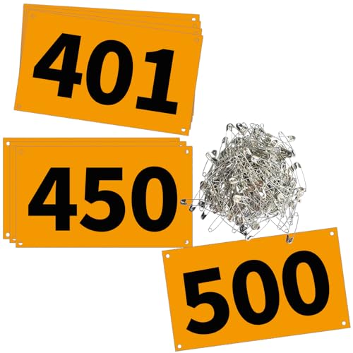 UISKOOPW Race Bib Numbers for Tryouts,Running Bibs for Races, Marathon Bibs,Tyvek Racing Bibs with Pins,Track & Field Competitor Audition Road ID Bibs Paper for Sports Events (Number 401-500)
