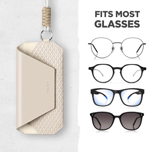 Image of VULKIT Portable Eye Glasses Case for Women & Men, Slim Sunglass Case, Unisex Eyeglass Case, with Adjustable Neck Lanyard