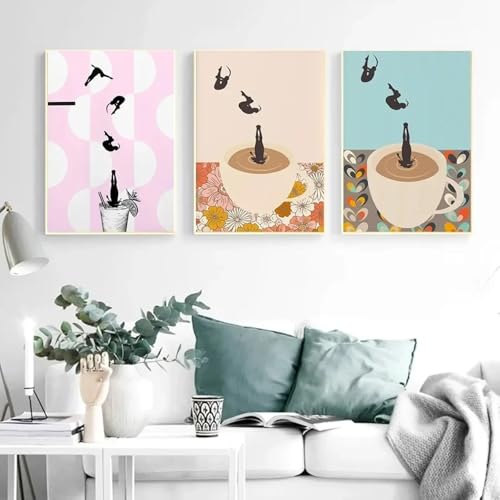 Peinture sur toile de café abstrait et art de plongeur, impression d'exposition 50x70cm