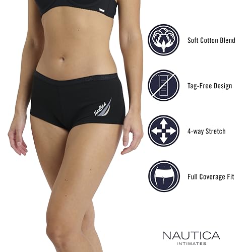 Image of Nautica Women's Cotton Boyshort Underwear Set, 5-Pack