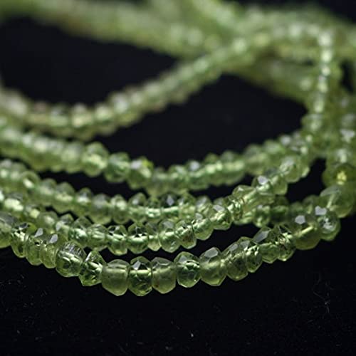Péridot micro facetté en fil de perles rondelles vert kiwi de 2,3 à 2,7 mm pour bijoux