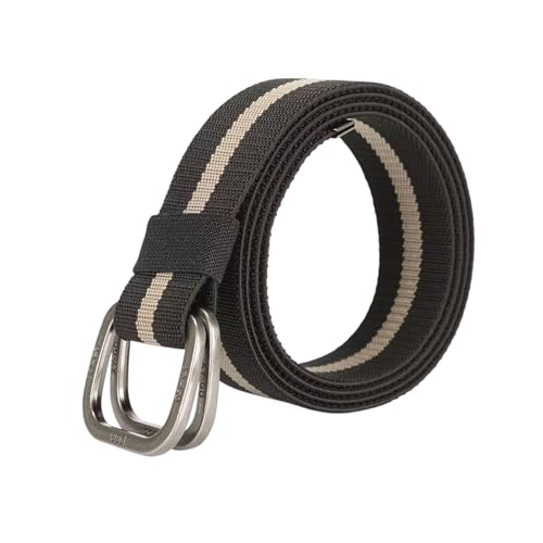 Elastic Double D-Ring Web Belt with Key Ring Strap, Adjustable Colorful Metal Buckle Casual Tactical Webbing Belt