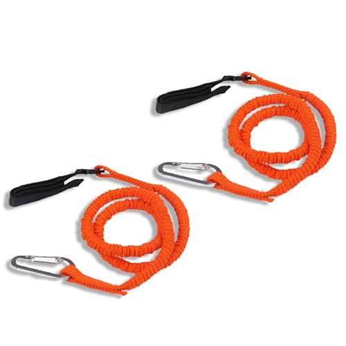 equlup 2Pcs Kayak Paddle Leashes, Kayak Safety Lanyard with Belt Buckle and Hook 36-72in Elastic Paddle Holder Tool Cord for Kayak Paddles