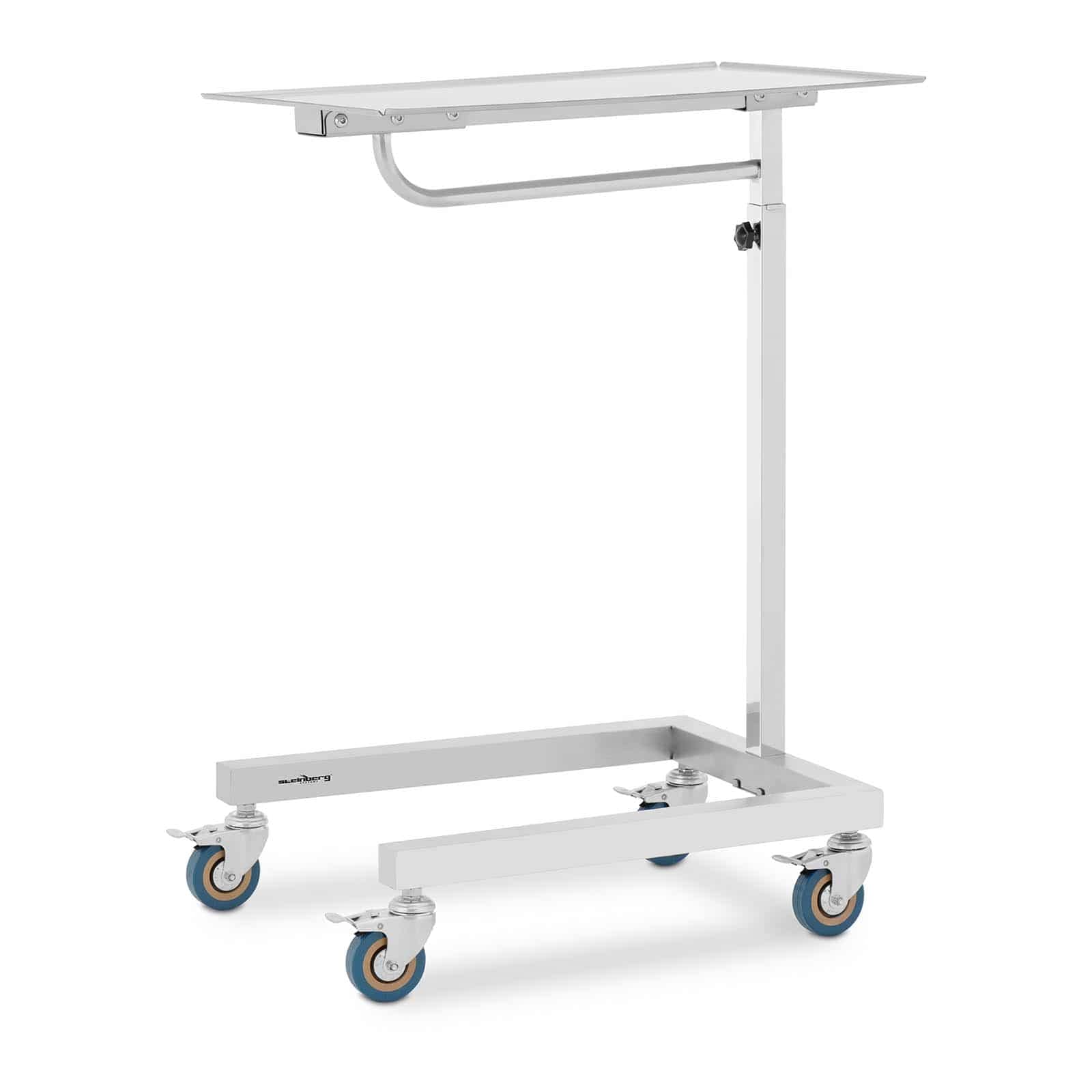 Steinberg Systems Rollwagen / Instrumententisch seitlich offenes Design 600 x 400 mm höhenverstellbar Edelstahl/Gummi Instrumentenwagen