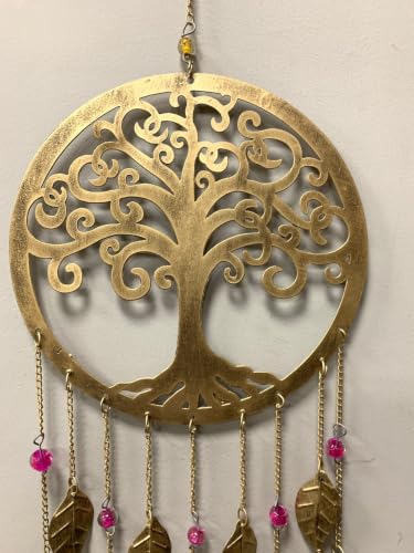 Image of DULI Metal Windchime Wall Hanging, Feng Shui, Wall Art, Wall Decor, PositiveVibes, Rustic Wall Hangings, Wall Art, Diwali Decor, Home Decor, Positive Vibes (Metal-TreeLeafHanging)