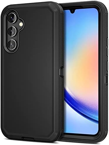 Jiunai for Samsung Galaxy A34 Case Rugged Port Cover Shockproof Tough Black