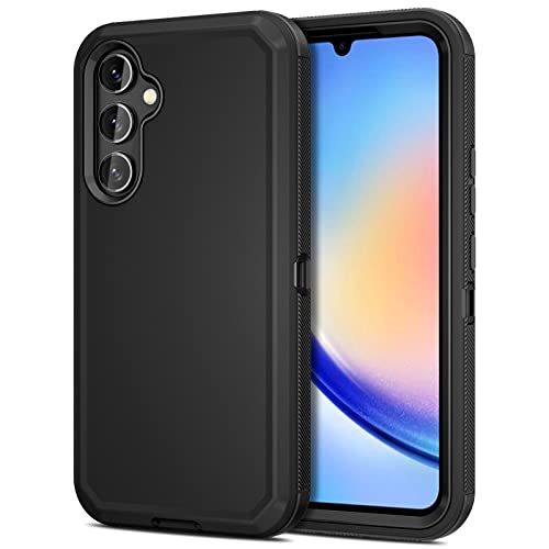 Jiunai for Samsung Galaxy A34 Case Heavy Duty Rugged Shockproof Dual Layer Port Protection Hybrid Tough Phone Cover for Samsung Galaxy A34 5G 2023 Men Women Teen Black