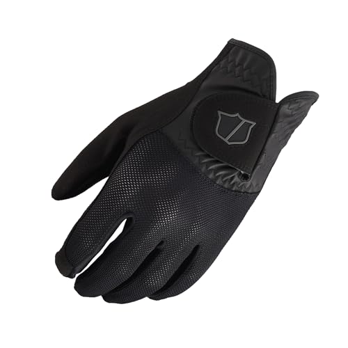 Wilson Rain Golfhandschuhe, wasserdichte Regenhandschuhe, Sicherer Grip, Bequeme Passform, Schnelltrocknend, Schwarz, Größe ML