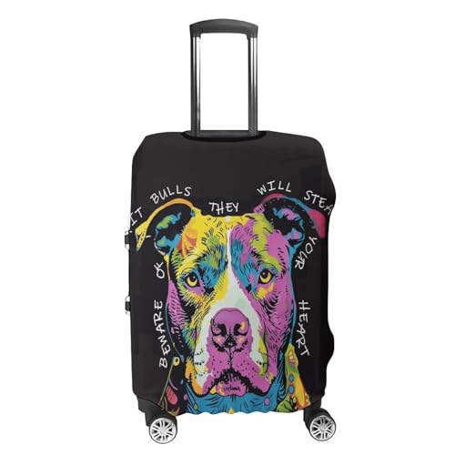 Punk Pitbull Dog Graffiti Travel Suitcase Protector Luggage Cover Protective Washable Anti-scratch Baggage Cover4