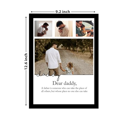 Image of Customized Best Gift For your Father with 4 Photo Collage print & Customizable Text for DADDY, Dad Gifts Photo Frame With Photo Upload for Birthday, (9.2x12.6 Inch)