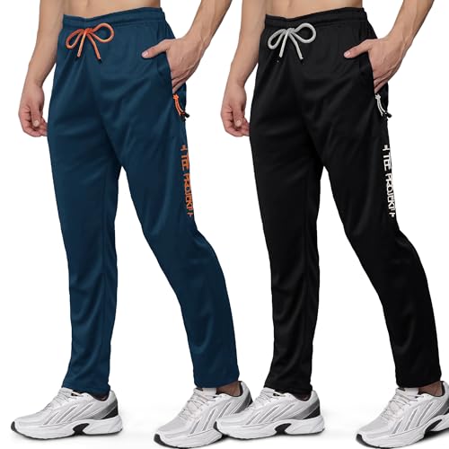 Image of Pinkmint Men's Lycra Track Pants, Soft & Comfortable Gym Joggers for Running, Workout & Sports (Available in Plus Size and Combo Pack of 2)