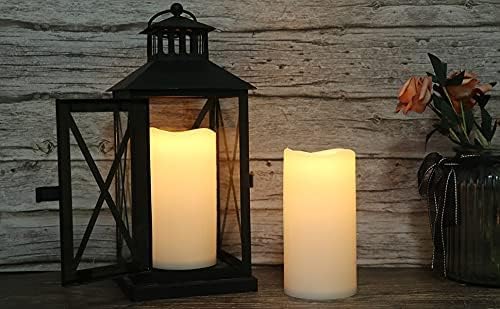 Miniatura 3 de GenSwin Velas de pilar sin llama impermeables para exteriores de 3 x 6 pulgadas con temporizador, funciona con pilas, luz LED parpadeante cálida