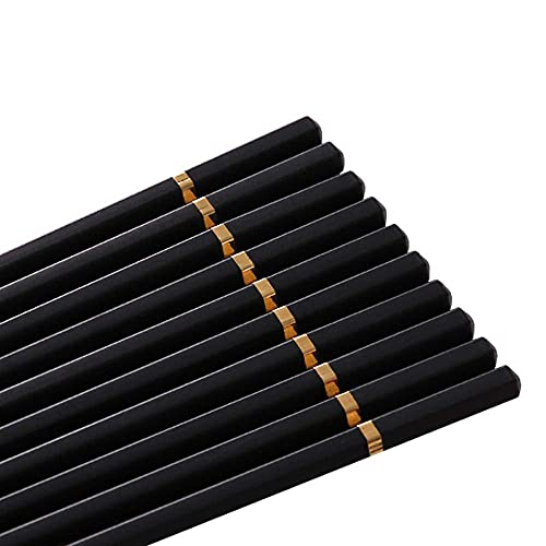 Bacchette riutilizzabili Set di 10 paia di bacchette cinesi in PET e fibra di vetro for uso alimentare, lavabili in lavastoviglie, da 9,4 pollici, riutilizzabili, antiscivolo, facili da usare.(A)