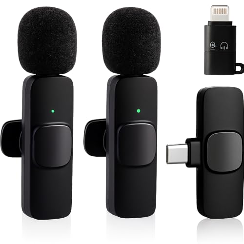Microfone de Lapela Sem Fio Bluetooth, Kit 2 Microfonones, Abafam...