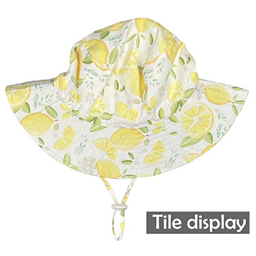 Fynnsure Baby Sun Hat Toddler Hats for Baby Boys Girls Infant Sun Hat Baby Summer Beach Hat Bucket Hat with Wide Brim Yellow Lemon 6-12 Months