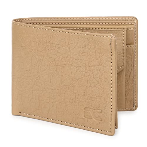 Image of Dezire Crafts Men Formal, Casual Black Artificial Leather Wallet (6 Card Slots) (Beige)