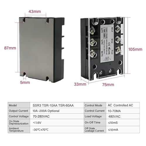 Relais statique triphasé SSR 80A évite la surchauffe des circuits électriques AC 480V - 5