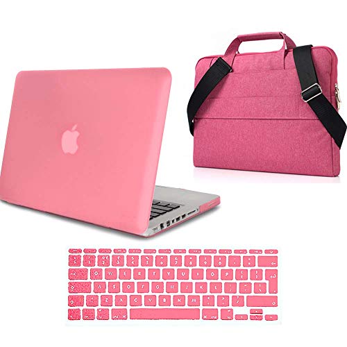 FINDING CASE Apple MacBook Pro 15 inch Case with CD (NO-RETINA) A1286,BUNDLE 3 IN 1 Hard Shell Case with Shoulder Bag Strap and Keyboard Skin Cover for 15-inch/15.6" MacBook Pro with CD (Baby pink)