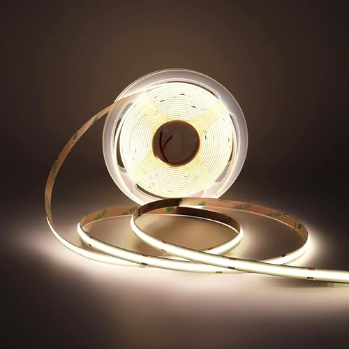 Image of 16.4FT /5M COB Flexible LED Strip Light DC12V /24V 528leds /m Bendable Tape (24V, Natural White)
